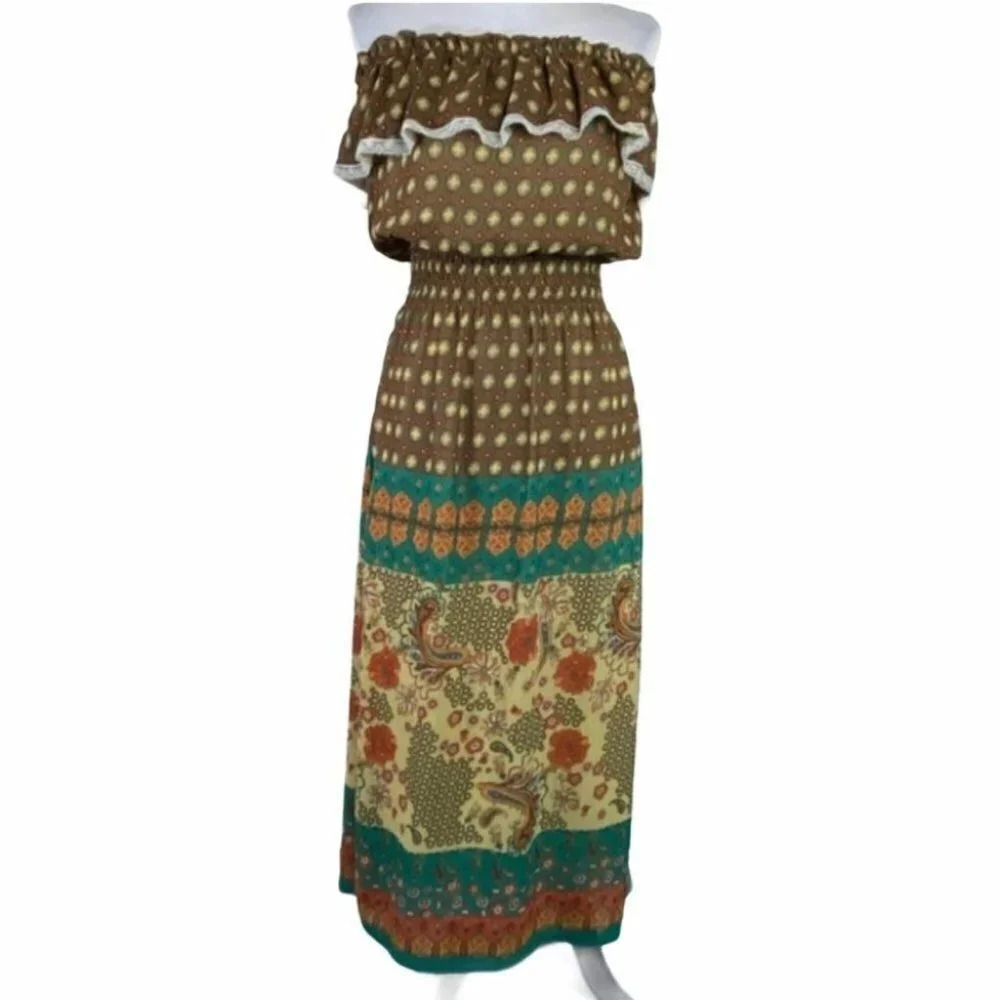 Golden State Jean Co Boho M‎ Hippie maxi dress